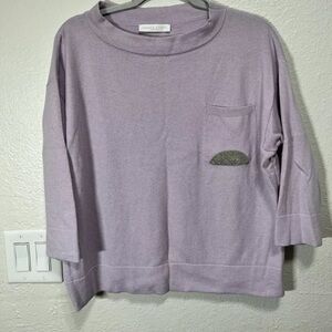 Fabiana Filippi Light Purple Loose Sweater Size XS Brass Nickel Embellished